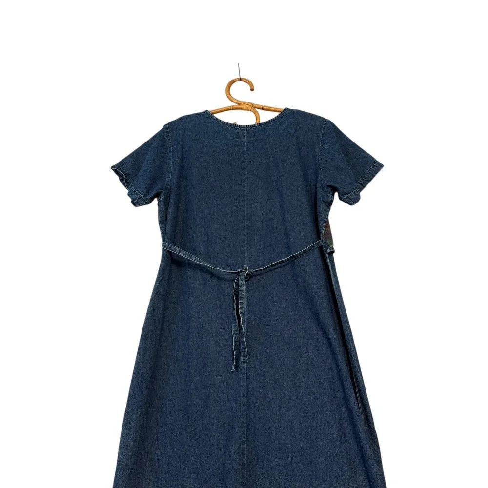 Vintage | Che Bella | Denim Floral Layered Maxi Dress Blue Medium Wash Size L - Picture 8 of 16